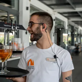 Waiter carrying drinks