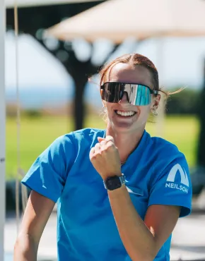 Girl in sunglasses smiling
